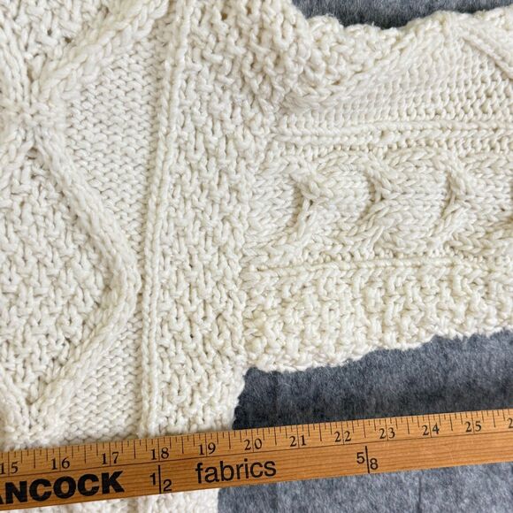 Invisible World Mens L Zip-Front Cardigan Sweater Chunky Knit Fisherman Ivory - Picture 8 of 11